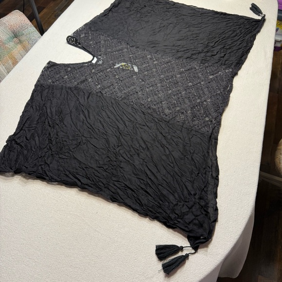 Anna & Ava Black Lace One Size V- Neck Kimono/Cover Up Oversized Top - Picture 7 of 13